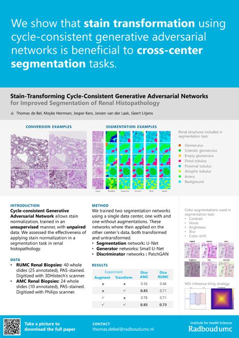 Stain-transforming cycle-consistent generative adversarial networks for improved segmentation of renal histopathology